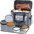 Large Dog Travel Bag, Airline Approved Dogs Bags for Traveling, 2 Dog 's Food Travel Container and Collapsible Bowls, Weekend Pet Travel Bags