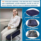 WSGJHB Large Seat Cushion, Extra Thick Booster Seat Cushions for Office Chairs Long Sitting Office Workers, Car Drivers, Relieves Back Pain, Breathable, Anti-Slip, 20x20x6 inchs, Blue