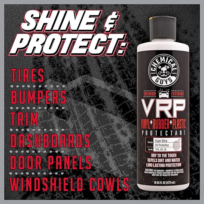 Chemical Guys VRP Vinyl, Rubber, and Plastic Dressing - Tire Dressing, Non-Greasy, Dry-to-the-Touch Shine for Tires, Trim, and More, Safe for Cars, Trucks, SUVs, RVs & More - 16 oz (Pack of 3)