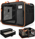 20 x 14 x 14 Expandable car Travel Carrier for 1 Small-Medium cat,with a Portable Leakproof Litter Box
