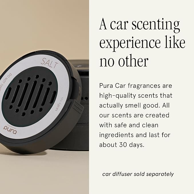 Pura & Unify Co. Car Scent Refill - Fragrance for Pura Car Diffuser - Clean & Safe Luxury Diffuser Scent - Long-Lasting Fragrance for 30 Days of Aroma - Spring & Summer Household Essential - Salt