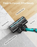 Cordless Vacuum Cleaner, 8-in-1 Cordless Stick Vacuum Cleaner with 3 Suction Modes, Up to 45mins Runtime, Rechargeable, Self-Standing, Vacuum Cleaners for Home Pet Hair Carpet Car Hard Floor, Green