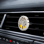 AUEAR, Tree of Life Car Diffuser Vent Clips Aromatherapy Essential Oil Diffusers 30mm Stainless Steel Lockets with 10 Felt Refill Pads