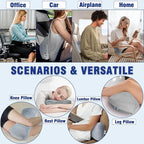 Back Lumbar Support Cushion for Office Chair - Soft Memory Foam Back Pillow for Back Pain - Bolster Cushion for Long Sitting, Driving, Travel, Bed - Versatile Pillow (Grey)