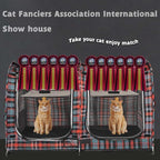Mispace Portable Twin Compartment Show House Cat Cage/Condo - Easy to Fold & Carry Kennel - Comfy Puppy Home & Dog Travel Crate with Carry Bag/Two Hammocks/Mats and Collapsible Litter Box