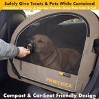 PAWZIDEA Portable Dog Crate for Car, 45% Extra Tall Travel Kennel for Medium & Large Dogs up to 80lbs Sit Upright, Enclosed Soft-Sided Backseat Carrier Collapsible, Secure w/Seatbelt & Headrest Strap