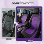 Road Comforts Car Seat Cover, Leather Car Seat Covers, Front Low Back Sport Seat Covers, Airbag Compatible, Universal Fits for Most Cars (Purple)