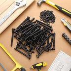 Tandefio 50 Pack 3/8''x 4'' Ceramic Black Lag Screw Kit with Washers Hex Lag Bolts Wood Screws Heavy Duty Ruspert Coating Hot Dip Galvanized Double Layer for Wood Decks Fences