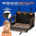 Large Dog Car Seat for Medium Sized Dog or 2 Small Dogs. Waterproof, Mesh Sides with Supporting Rods, Dual Seat Belt, Enclosed, Foldable & Hard Bottom Pet Car Seat. Pet Travel Bed 29.5"X19.7"X19.7"