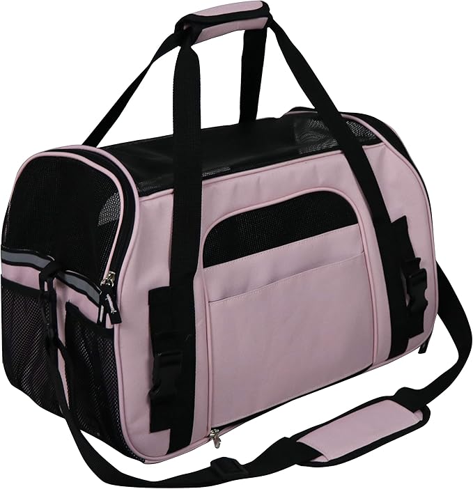 EliteField Soft Pet Carrier (3 Year Warranty, Airline Approved) Soft Sided Dog Puppy Cat Carrier Travel Bag (X-Large: 21" L x 12" W x 13" H, Pink)