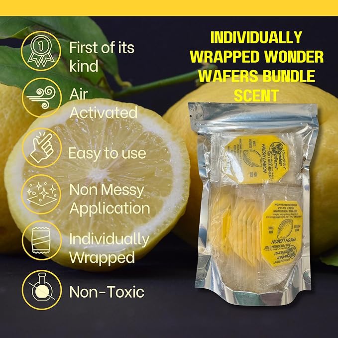 Wonder Wafers 75 count Air Fresheners Individually Wrapped, Fresh Lemon Fragrance
