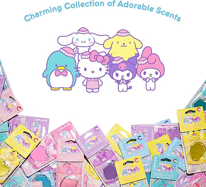 Hello Kitty and Friends Car Air Freshener (Cinnamoroll - Fresh Cotton) Hanging Gel Area Deodorizer, Long-Lasting Car Scents Air Freshener, Cute Automotive Sanrio Accessories Decor, 2-Pack