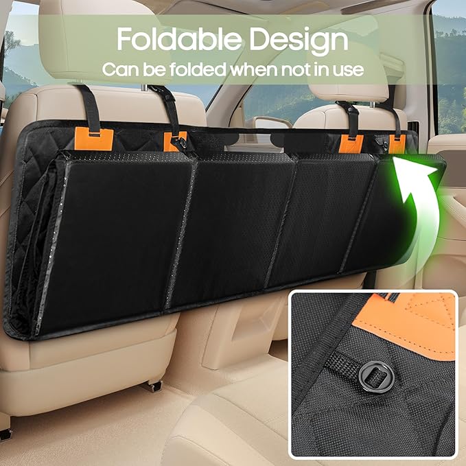 Dog Car Seat Cover for Back Seat, Hard Bottom Back Seat Extender Supports 400lbs, Waterproof Rear Seat Pet Cover, Dog Hammock with Mesh Window for Car SUV and Trucks
