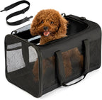 Dog Carrier Bag,Soft-Sided Pet Carriers for Dogs with 4-Sided Mesh, Cat Transport for Large Cats Small Dog Up to 20lb,Collapsible Dat Travel Carrier-L,Black