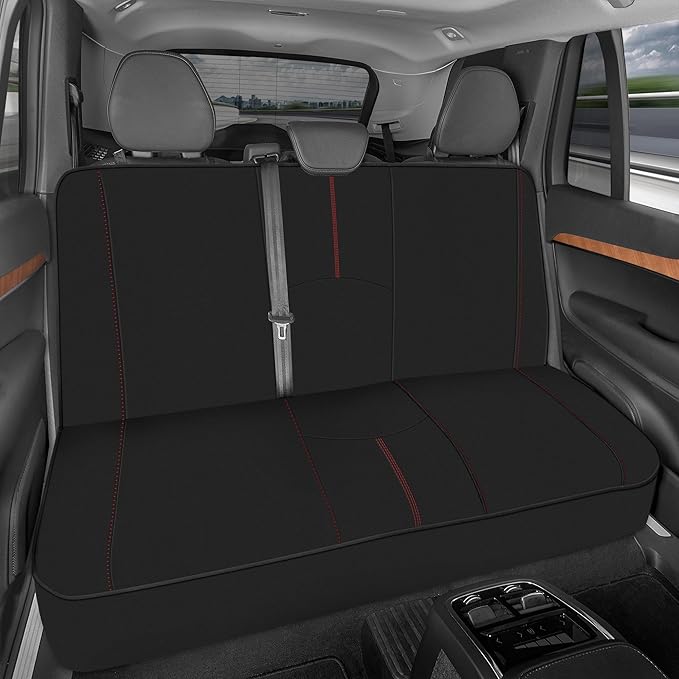 Motor Trend Neoprene Waterproof Seat Covers for Cars, Trucks, & SUV – Black & Red Automotive Interior Protectors - Rear Split Bench Protector for Kids Dogs & Pets – Forros para Asientos de Carro