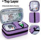 CURMIO Insulated Insulin Cooler Travel Case, Double Layer Diabetic Supplies Storage Bag with Detachable Pouches for Diabetic Medication and Ice Packs, Purple, Empty Bag Only