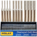 Drilax Diamond Drill Bits for Stone and Glass – 30 Pc Set (1mm, 2mm, 3mm) 1/8 Shank for Dremel & Rotary Tools – Jewelry Making, Gemstone, Sea Glass and Lapidary Drill Bits Kit