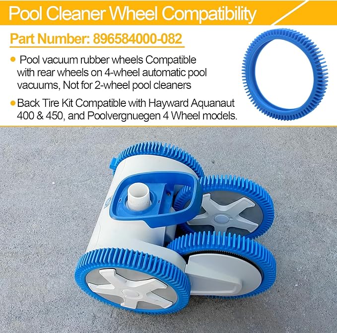 Pool Cleaner Tire Combo Kit for Hayward Pool Vacuums fit for Poolvergnuegen with Super Hump Front 896584000-143 and Rear Tires 896584000-082 Robot Vacuums(2pcs front tires + 2pcs back tires)