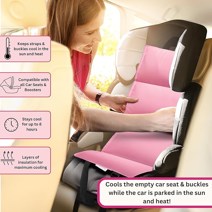 Swanoo Car Seat Cooling Pad, Stroller Cooling Pad with 8 Ice Pack for Babies Toddler and Kids, Sun and Heat Cover Protector for Summer Carseat Cooler Liner Pink
