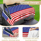 YOKYHOM American Flag Golf Cart Seat Covers for 2/4-Seater, Patriotic USA Seat Towel Blanket Keeps Seats Cool & Clean for Summer, Microfiber Fits EZGO, Club Car, Yamaha, 51"x31"