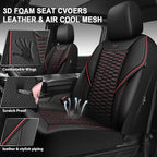 CAR PASS 3D Foam Mesh Leather Car Seat Covers Front Seats, Air Cool Mesh Front Seat Covers for Car, Universal Fit for SUV Truck Sedan Automotive, Armrest Airbag Compatible,Black and Red