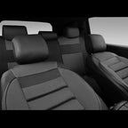 CAR PASS Leather 3D Foam Back Support Car Seat Covers Full Set Air Mesh Automotive Seat Covers, All Season Car Seat Cover Fit Automotive,SUV,Sedan,Van, Airbag Compatible Elegance (Black Charcoal Gray)