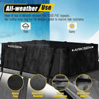 ARKSEN Rooftop Cargo Carrier Bag Extra-Wide 31.5 Cubic Feet Waterproof Heavy Duty Car Roof Rack Bag for Full-Size Cars with 10 Reinforced Straps, 6 Door Hook Straps & Anti-Slip Mat