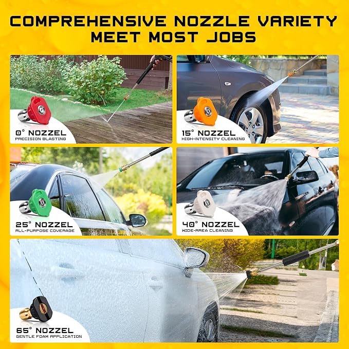 Foam Cannon Kit, 1L Bottle with 5 Pressure Washer Nozzle Tips & Turbo Nozzle, 1/4 Inch Quick Connector, 4000 PSI Max, Compatible with Gas Pressure Washers&Electric Pressure Washers