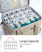 TOURIT Soft Sided Cooler Bag Insulated 48/60 Cans, Large Collapsible & Leakproof Ice Chest for Picnic, Beach, Camping, Travel