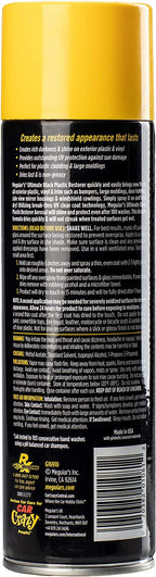 Meguiar's Ultimate Black Plastic Restorer, Restore Faded Exterior Trim, Add Shine and Protect Exterior Surfaces with Durability and UV Protection, Makes Plastic Look Like New, 10 Oz Aerosol