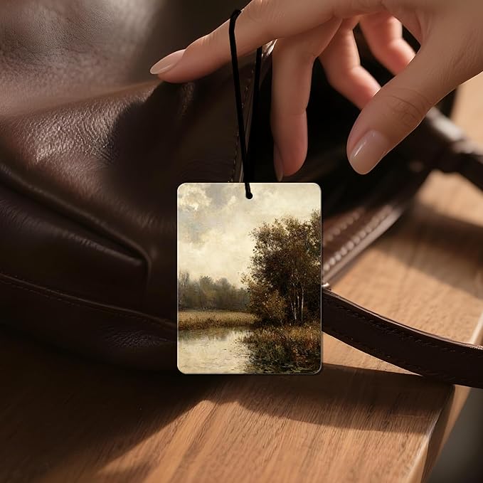 Vintage Landscape Air Freshener 4 Pcs, Artistic Nature Scene Hanging Air Freshener for Cars, Closet, Drawer, Home Decor for Art & Nature Lovers, Gift for Women