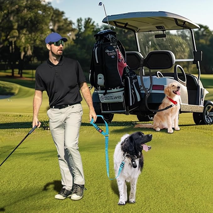 2 Pack Dog Seat Belt Tether for Golf Cart, Pet Dog Seat Belt Harness for Car, Adjustable Golf Dog Collar Leash for Golf Cart Pet Safety Protection to Prevent Accidental Injury