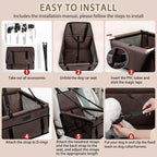 PetsHome Dog Car Seat Foldable Dog Car Booster Seat Waterproof Breathable Oxford Travel Bag for Small to Medium Dogs, Puppies, and Pets-Pure Coffee