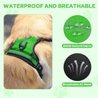 FURRYFECTION Plaid Dog Harness for Large Dogs, Reflective No Pull Adjustable Pet Vest with Front Clip, Leash, Easy Control Handle and Seat Belt, Green, XL