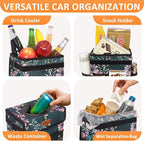 3 Gallons Car Trash Can with Lid, Car Trash Bag Bin Hanging Waterproof Automotive Garbage Cans Leak Proof Vehicle Trash Can Navy Floral
