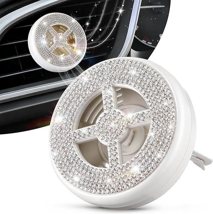 Car Fragrance Holder Compatible with Bath & Body Works Refills (Not Included), Air Freshener Vent Clip or Visor Clip, Refillable Scent Holder, Easy to Open Car Diffuser(White,Diamond)