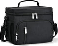 Insulated Lunch Bag for Men & Women, 9L Leakproof Lunch Box Soft Cooler Tote with 5 Pockets, 600D Oxford, EVA Lining, Adjustable Strap for Work, Picnic, Beach&Travel-Black