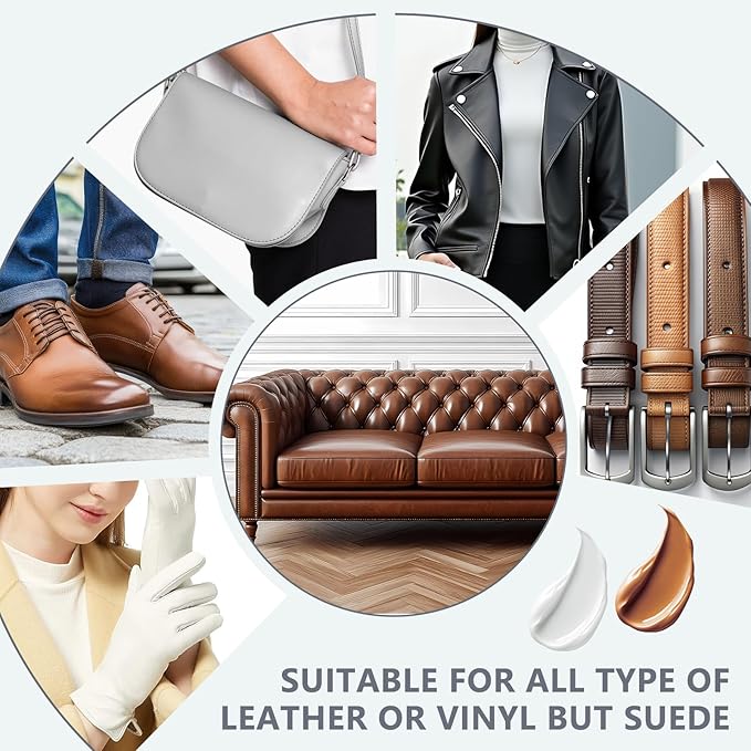 Leather Recoloring Balm & Color Restorer | Light Brown Leather Dye, Paint & Repair Kit for Furniture, Couches, Car Seats, Shoes|Restore Faded & Scratched Surfaces