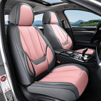 Coverado Seat Covers, Car Seat Covers Full Set, Leather Seat Covers for Cars, Car Seat Protector, Gray Car Seat Covers Front Seats and Back Seats Universal Fit for Most Cars Pink