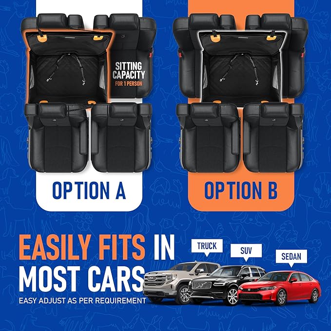 Large Dog Car Seat for Medium Sized Dog or 2 Small Dogs. Waterproof, Mesh Sides with Supporting Rods, Dual Seat Belt, Enclosed, Foldable & Hard Bottom Pet Car Seat. Pet Travel Bed 29.5"X19.7"X19.7"