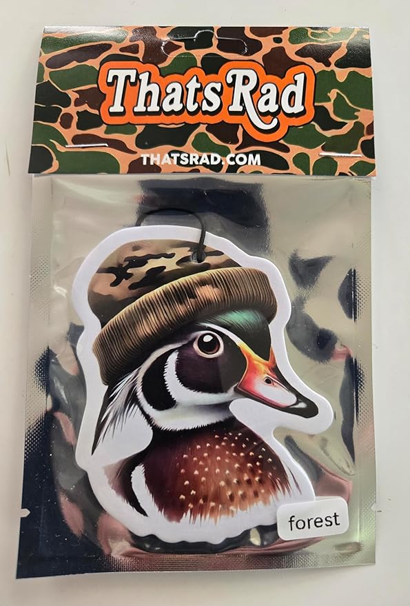 ThatsRad Car Air Freshener Duck Fly Fishing Fish Hunting Stocking Stuffer (One Size, Beanie Duck/Forest Scent)