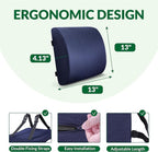 Back Support Pillow for Office Chair and Car Seat,Lumbar Support for Office,Charcoal Memory Foam Back Cushion-Breathable Mesh Cover,Double Adjustable Straps,Dark Blue