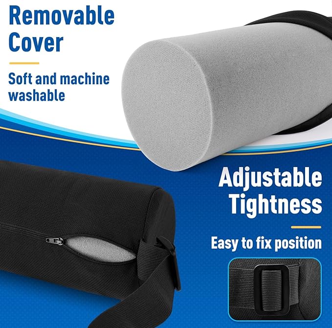Seat Cushion, Lumbar Roll Support Pillow for Office Chair, Car, Gaming Chair, Memory Foam Back Cushion with Washable Cover for Relieving Back Pain & Improving Posture,Black