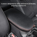 Center Console Cover for Toyota RAV4 2019-2025, Upgraded PU Leather Armrest Cover for RAV4 Adventure/Hybrid/XLE/LE/Limited/TRD Off-Road/Premium/XLE Premium (Red Stitching)