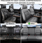 Coverado Chevy Silverado Seat Covers Full Set, Faux Leather Car Seat Covers Fit for 2014-2018 1500, 2015-2019 2500HD 3500HD Chevy Silverado GMC Sierra Crew Double Extended Cab (Gray)