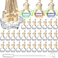 Inbagi 60 Pcs 8ml Hanging Car Air Freshener Diffuser Bulk Empty Refillable Clear Glass Bottle Essential Oil Bottle Pendant with Wooden Caps for Fragrance Aromatherapy Perfume Auto Interior Ornament