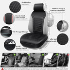 CAR PASS 2Pack Front Car Seat Covers Leather Memory Foam Water Proof Seat Protector Universal Fit for Cars SUVs Trucks Most Vehicles, 3D Foam Rhombus Sideless, Airbag Compatible Non-Slip, 2 Pcs Black