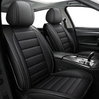 CAPITAUTO Seat Covers, Car Seat Covers Full Set, Black Car Seat Cover, Car Seat Covers Front Seats Back Seat Cover, Waterproof Faux Leather Seat Covers Fit for Most Cars Trucks SUV (Black)