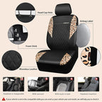 CAR PASS Leather Leopard Two Front Seat Cover Only, Universal Quilting Waterproof Deluxe PU Premium Vinyl Luxury Car Seat Cover Airbag Compatible for Most Sedan,SUV,Truck(Two Front, Brown Leopard)