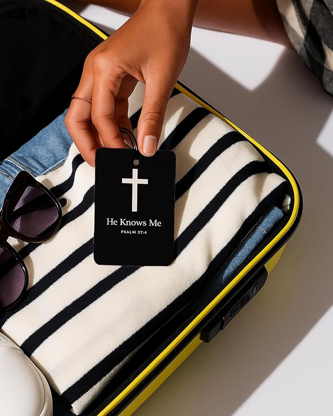Black Christian Car Air Freshener 4 Pcs Coconut Scented, God Cross Crown Religious Faith Car Accessories Mirror Decor for Women, Christian Hanging Air Freshener for Cars Closet Drawer Books